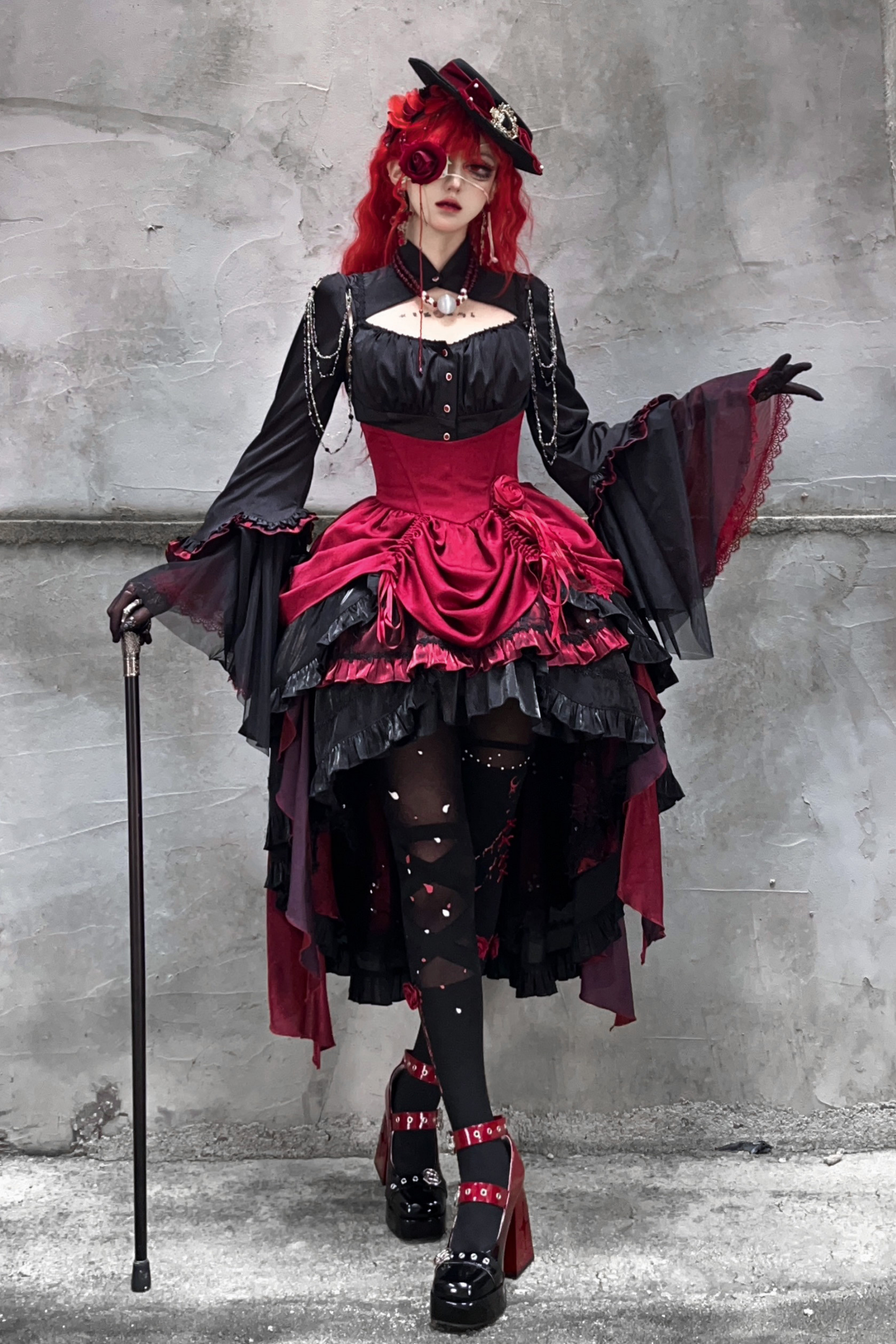 ダークフラワーゴシックロリータセットアップ