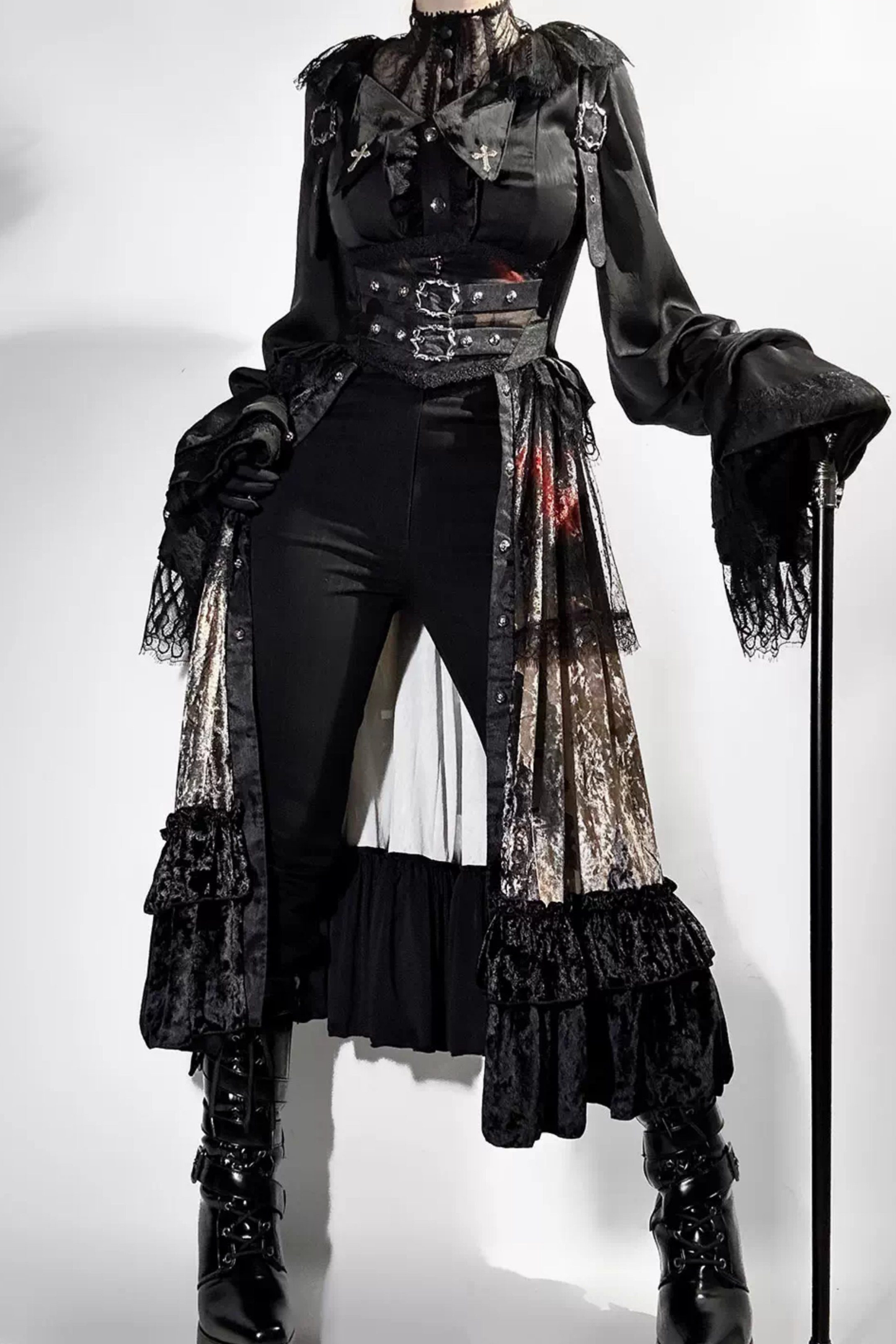 ゴシックロリータダークジャンパースカート+シャツ