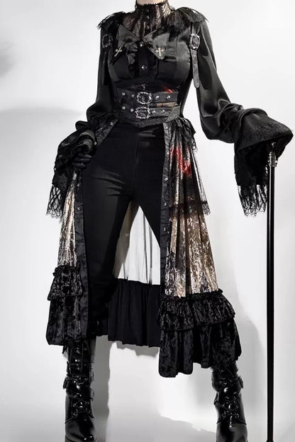 ゴシックロリータダークジャンパースカート+シャツ