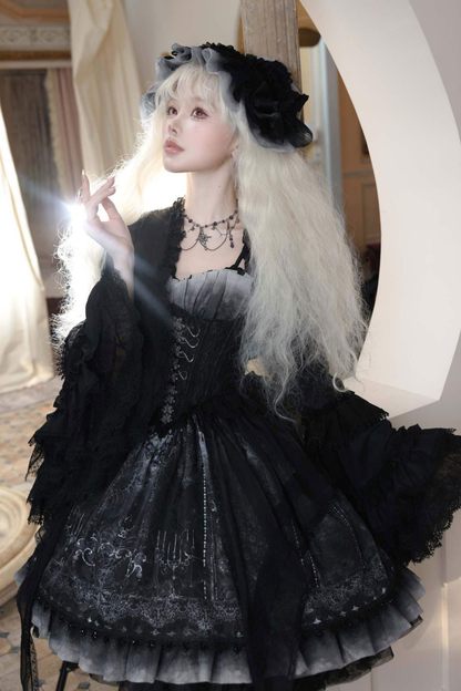 エレガントゴシックロリータジャンパースカート+ジャケット+スカート+シャツ+コルセット+アクセサリー
