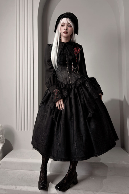【4月19日预售截止】哥特蕾丝连衣裙+胸衣+裙子+上衣+发带+帽子+胸针