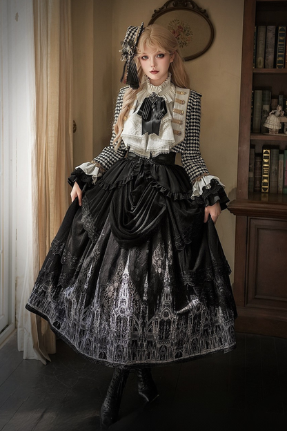 【予約商品】チャーチクワイアゴシックロリータハウンドストゥースドレスアンドプリンススーツフルセット＋コンプリートセット＋ハット