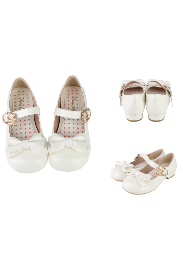 Glossy Sheep Bowknot Shoes
