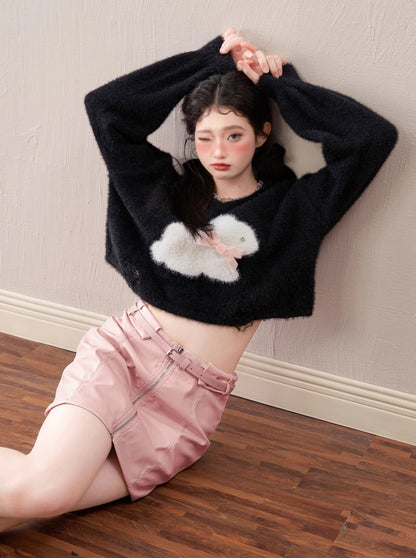 Milky Bunny Sweet Loose Mink Fur Knit