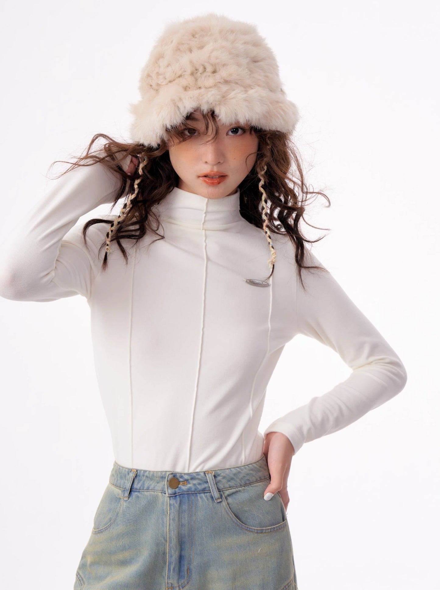 American Retro Slim Half Turtleneck Top