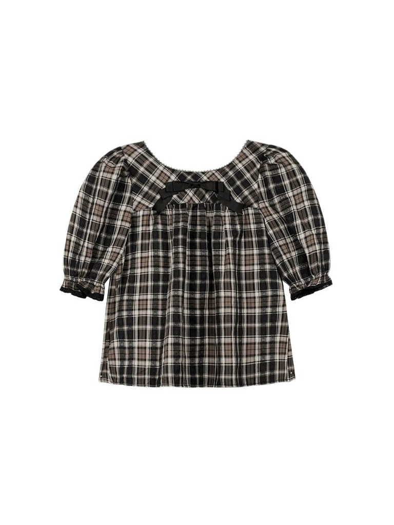 Dark Check Retro Ribbon Top