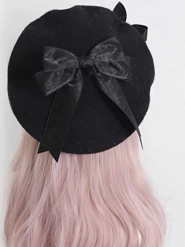 Girly Ribbon Pompom Beret