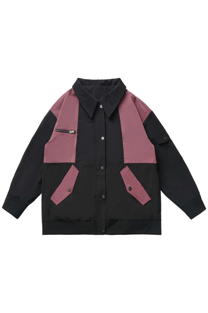 Plum color block soft shell jacket set