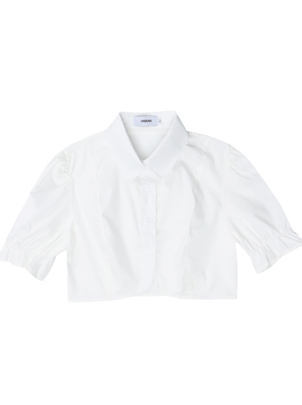 Puff Sleeve Shirt + Neck Strap Bustier 