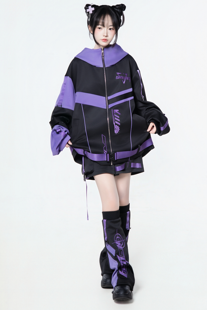 サブカルサイバージャケット+ショートパンツ+レッグカバー