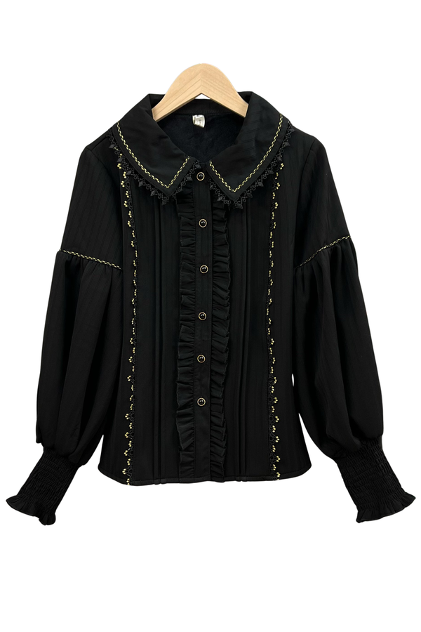 Retro Chic Lolita Shirt + Lace-up High Waist Lolita Skirt