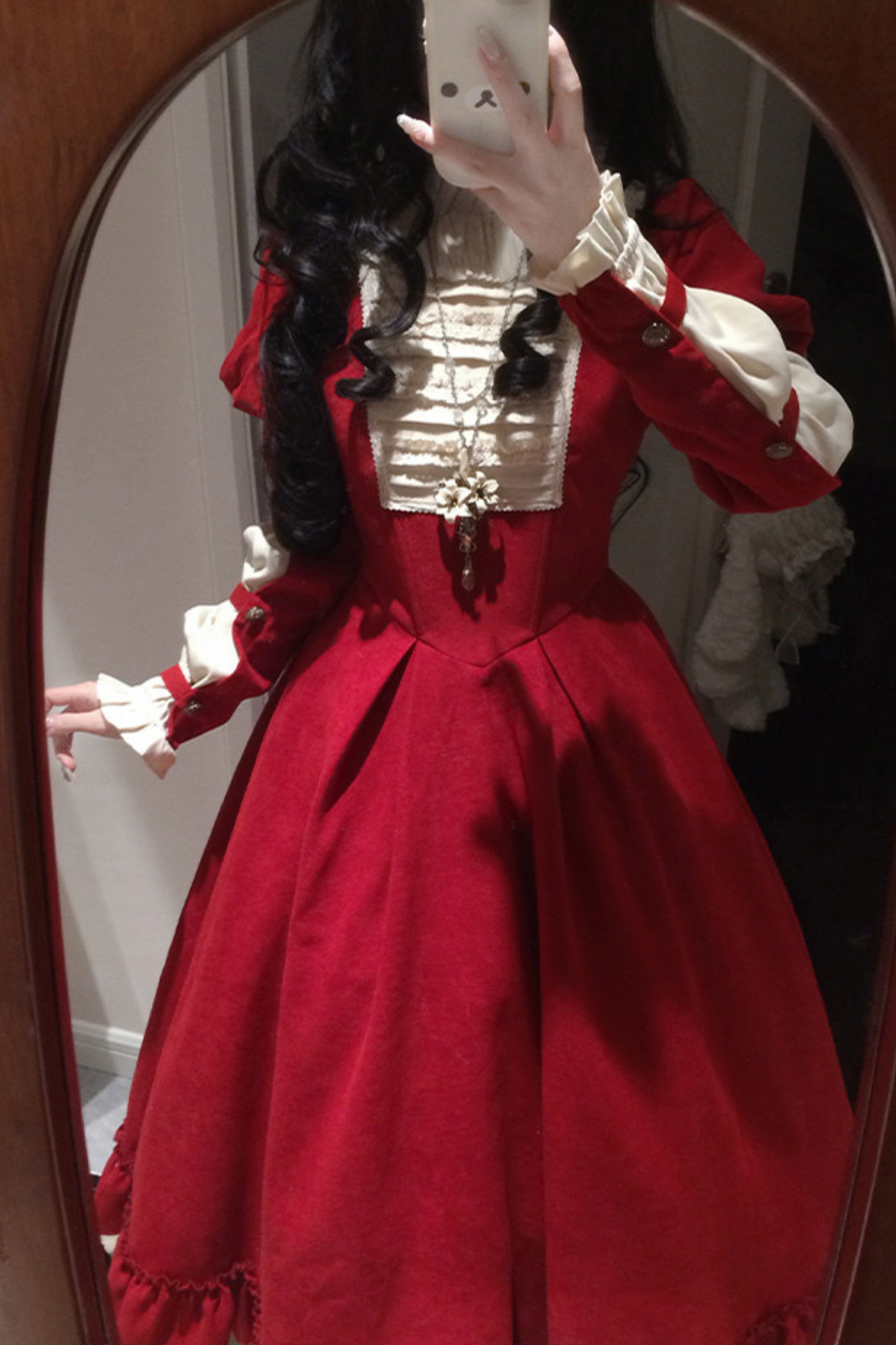 レースラッフルロリータドレス+リボン