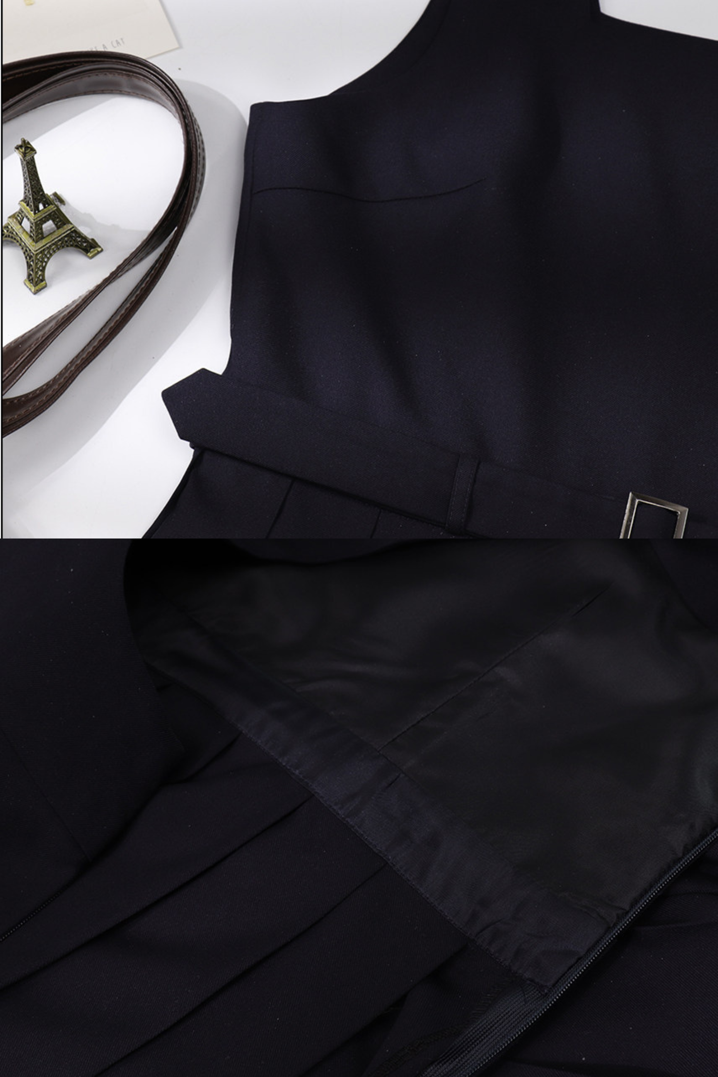 Retro College Plissee-Westenkleid