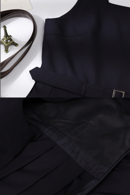 Retro College Plissee-Westenkleid