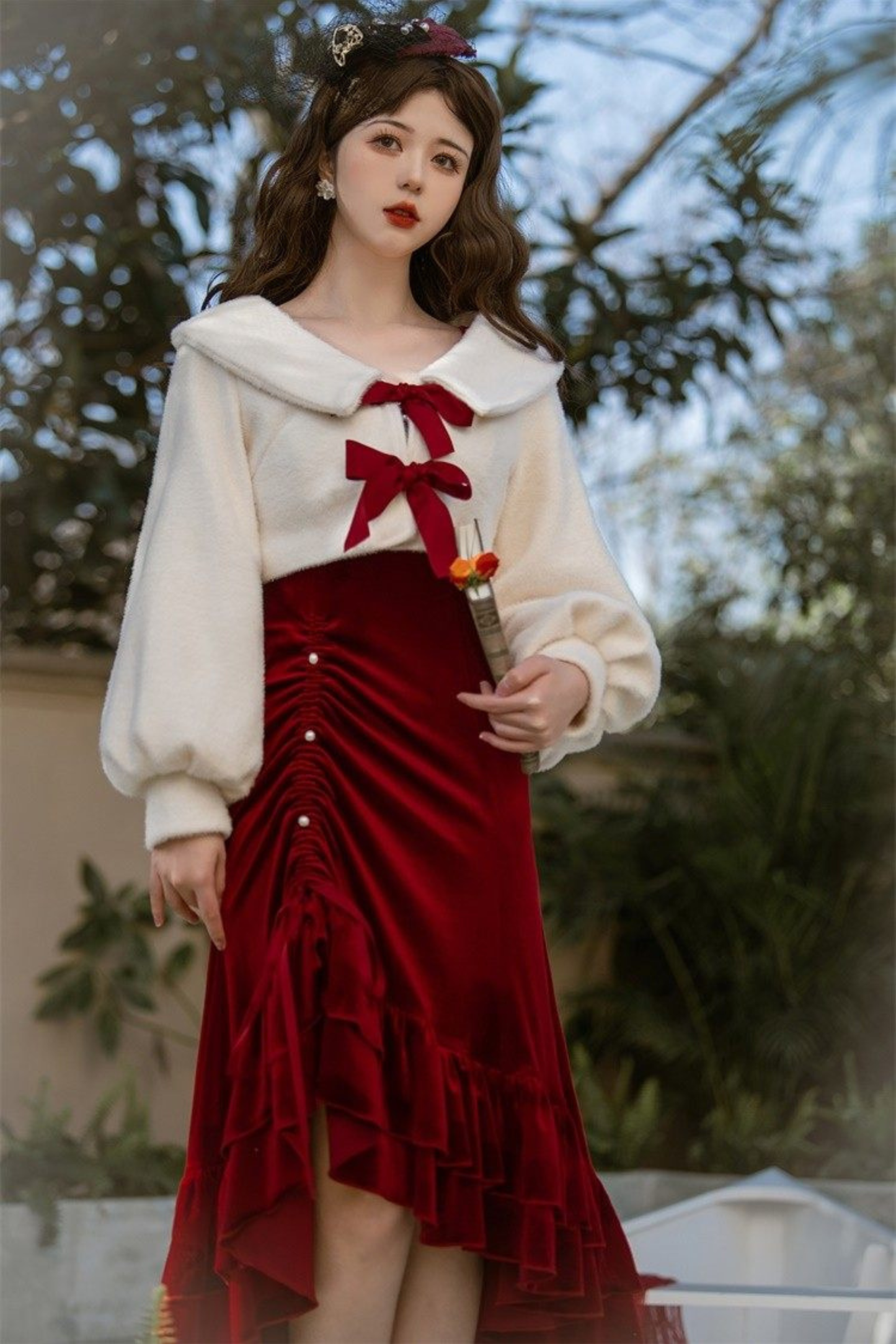 Mermaid Asymmetrical Camisole Dress + Ribbon Jacket