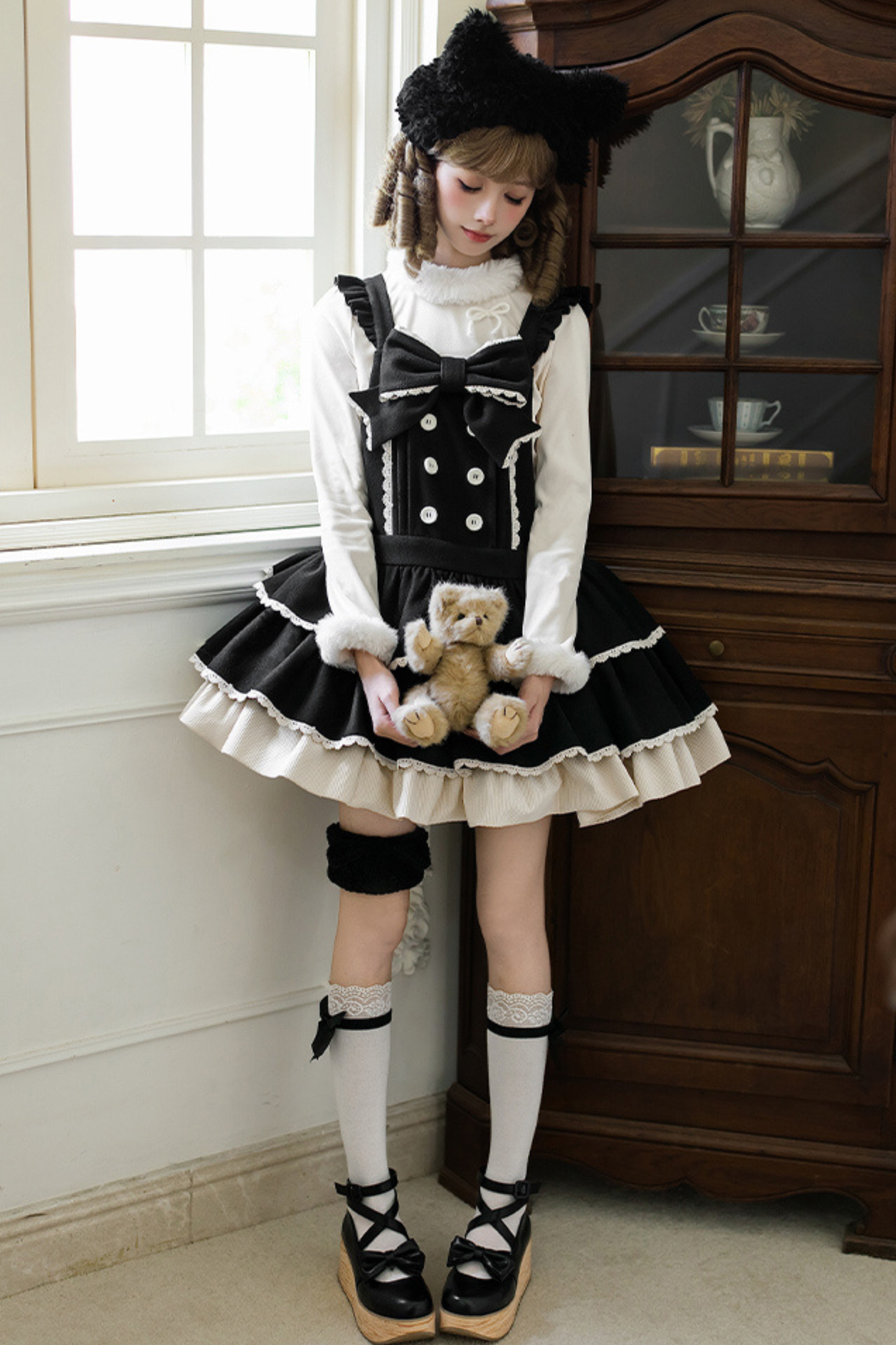 ドールロリータドレス+トップス+アニマルレッグループ+アニマルヘアバンド