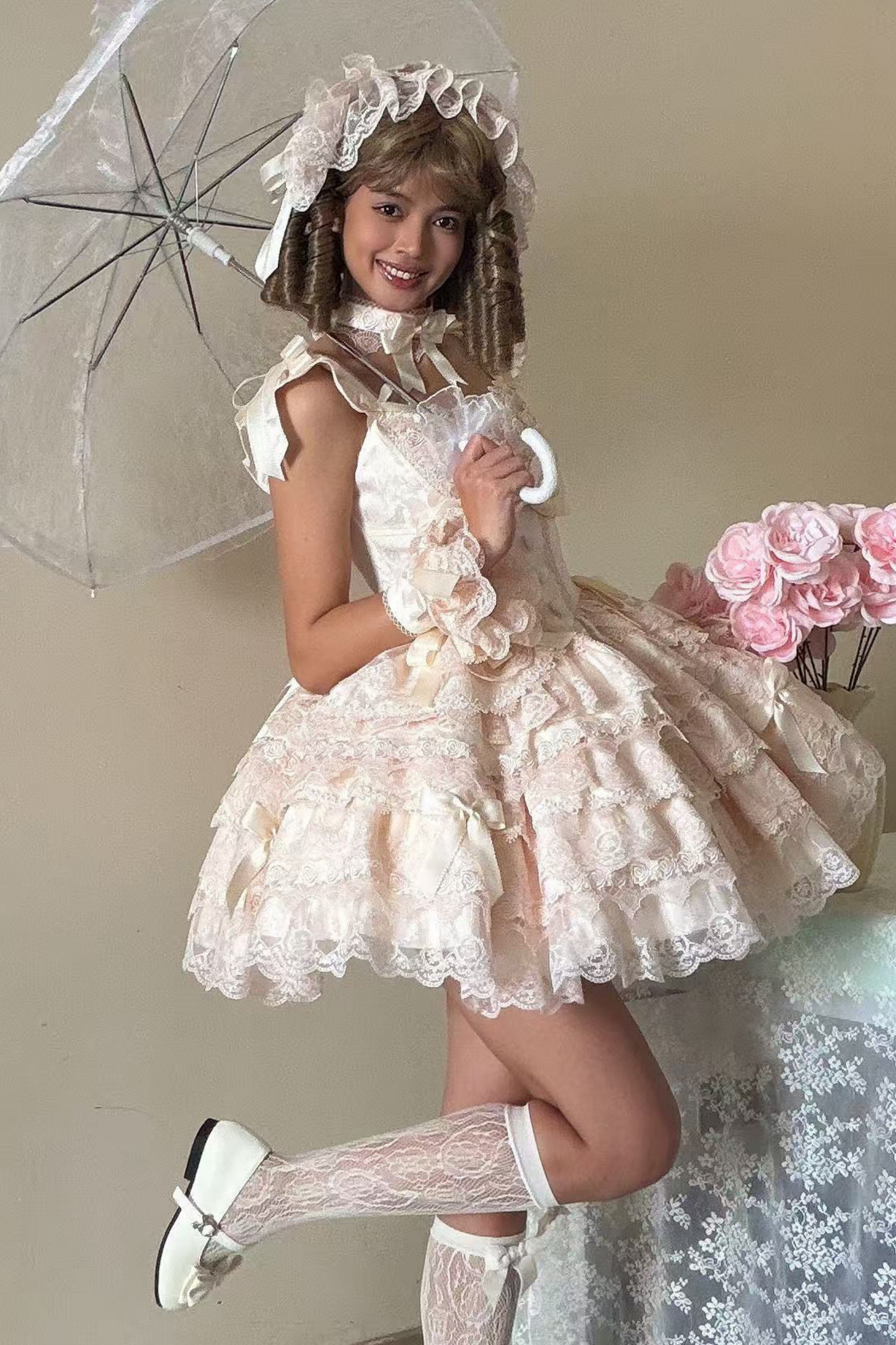 【予約商品】プリンセスバレエケーキロリータドレス+ヘアバンド+ネックレス+スリーブ+テール