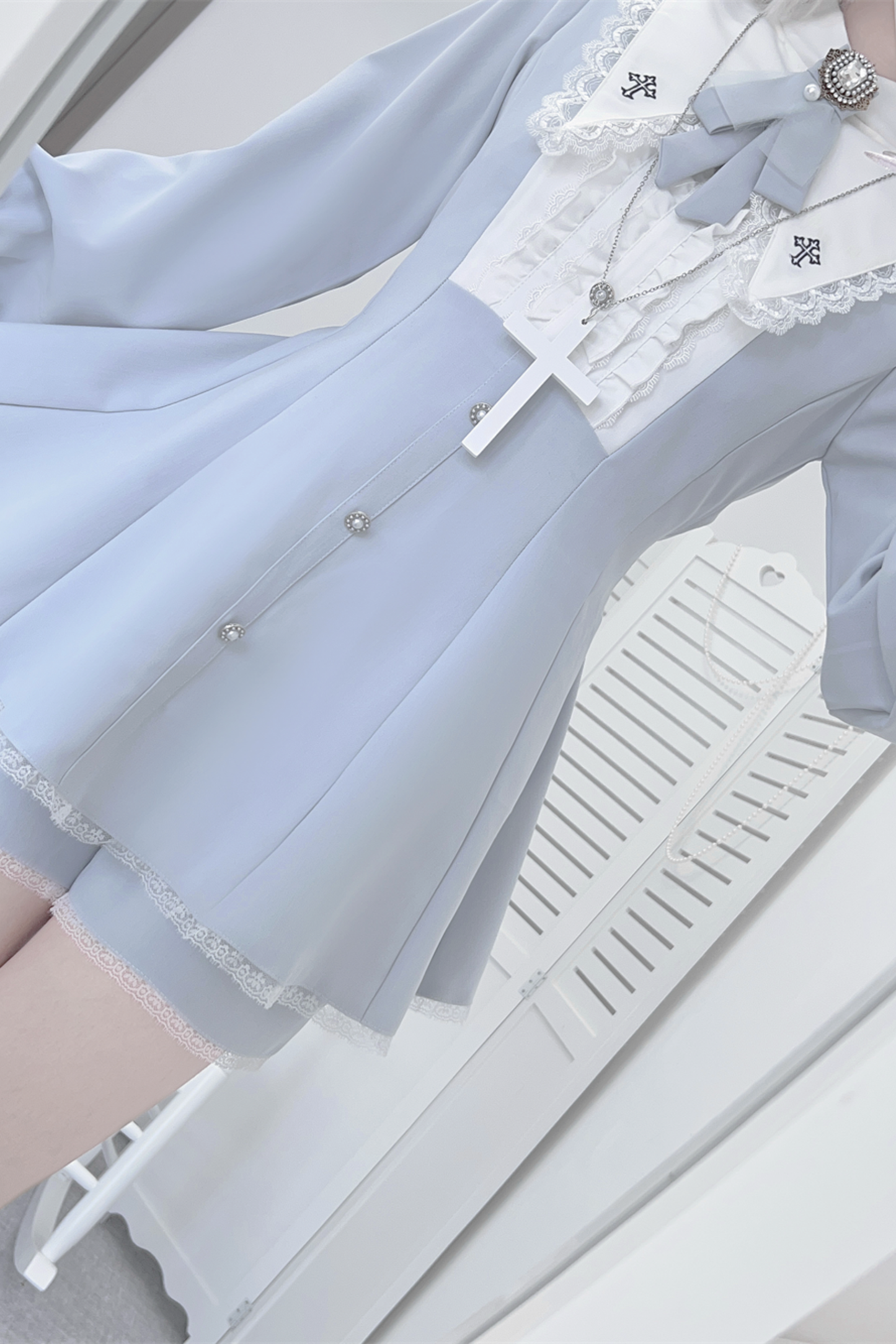 Cross Ruffle Collar Peplum Top + Shorts