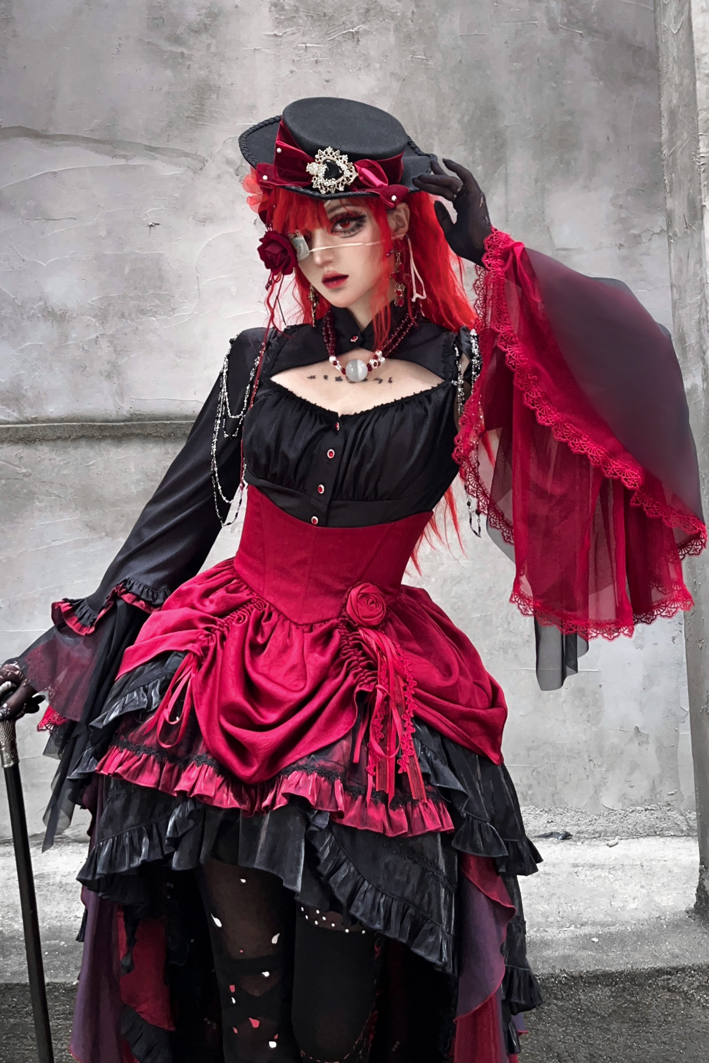 ダークフラワーゴシックロリータセットアップ