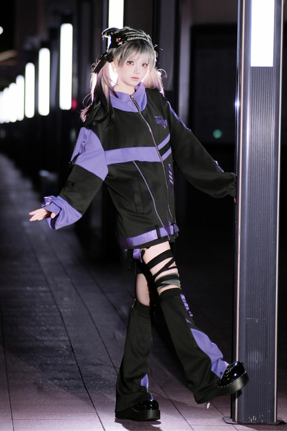 サイバーサブカルジャージジャケット+ショートパンツ+レッグカバー