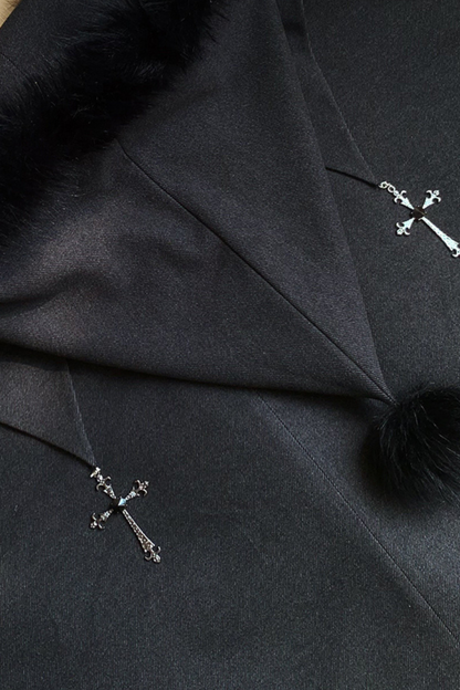 ダークゴシックフリースフードマント