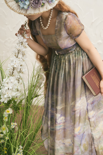 マーブルアートハイウエストマークロリータドレス