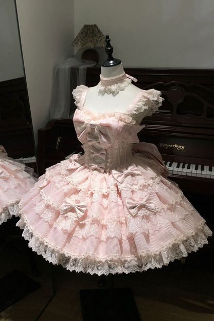 【予約商品】プリンセスバレエケーキロリータドレス+ヘアバンド+ネックレス+スリーブ+テール