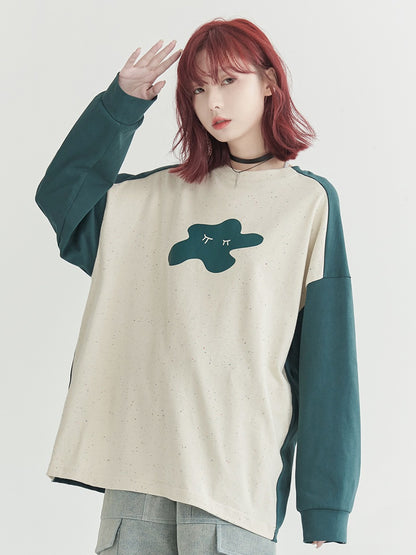 Contrast Color Raglan Sleeve Long T