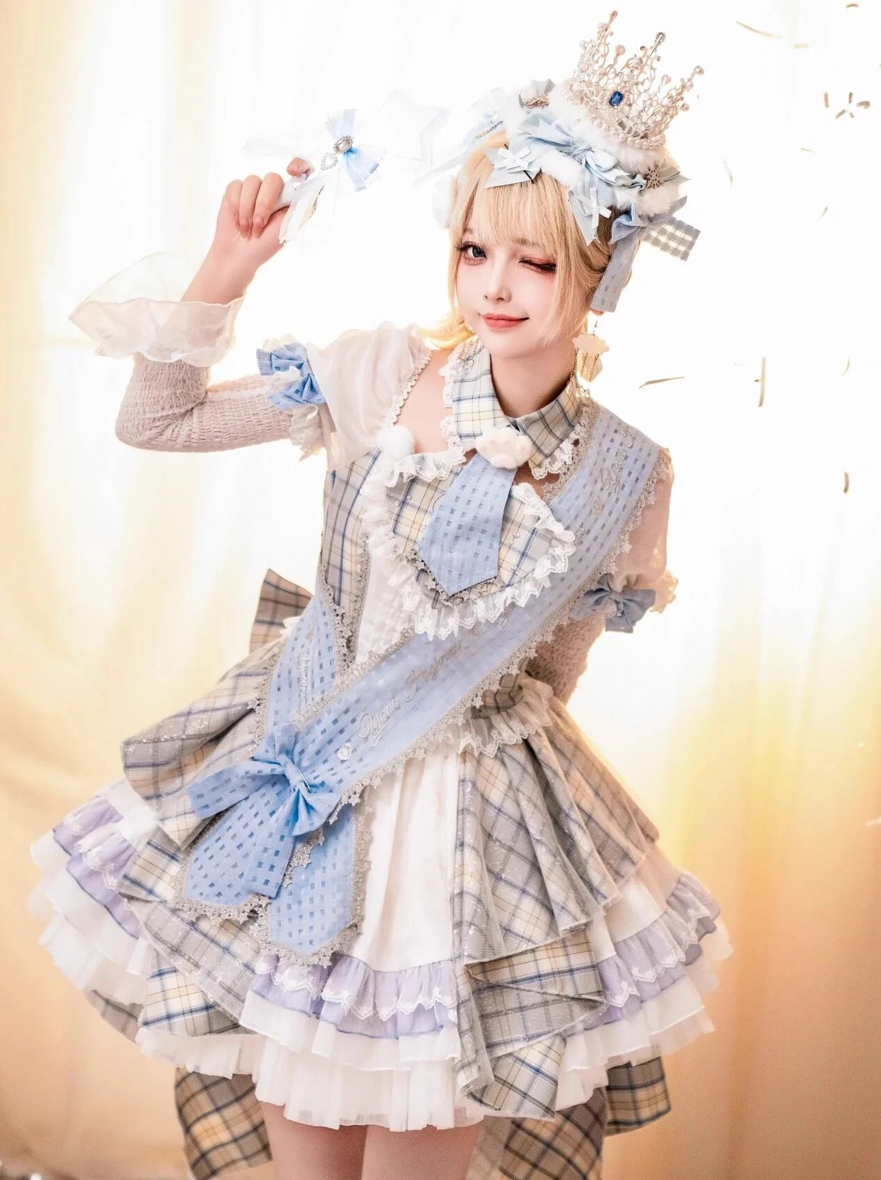 [May 9, 2012 Deadline for reservation] Ribbon Check Little Idol Lolita Dress