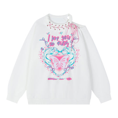 Butterfly Embroidered Tie-Off Shoulder Top