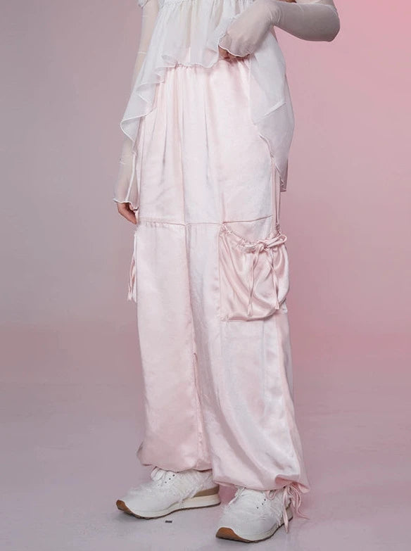 Sweet Cool Acetate Satin Drape Loose Casual Pants