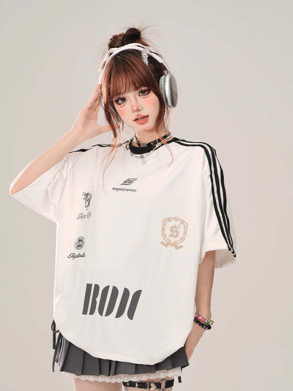 ボーイッシュスポーティールーズトップス