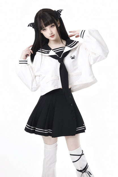 College Uniform Shirt And Skirt Set-Up