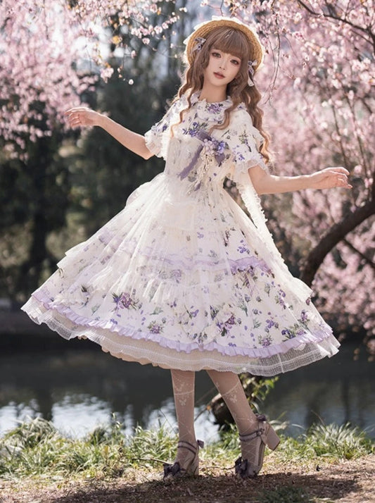 Flower Design Lolita Dress + Apron