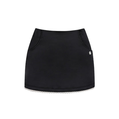 Solid color -Catpo T -shirt+short skirt+black pleats culott