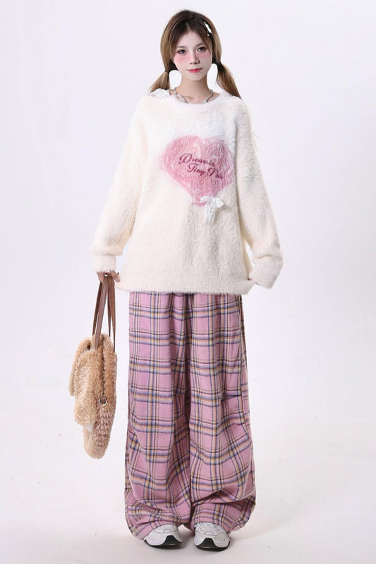 Heart Lace Bowles Knit Sweater