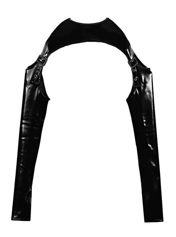 Punk Black Silver Mesh Sheer Slit Hoodie Dress Suit