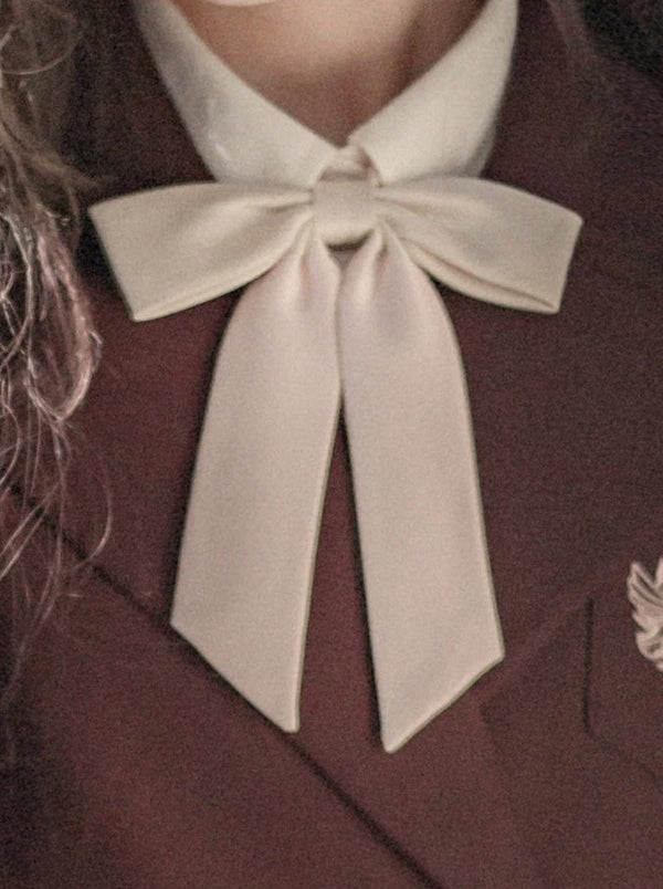 カレッジスタイルクリームシフォンインナーシャツ＋Vネックベストスカート＋リボンアクセサリー【予約商品】