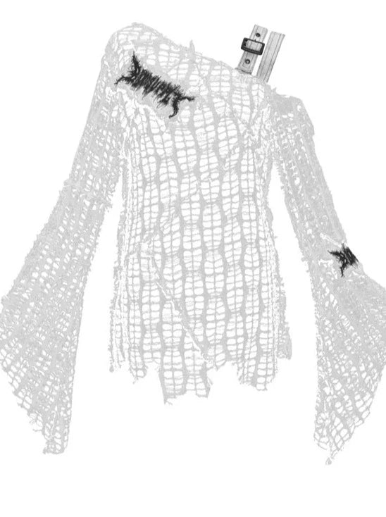 Damaged White Gothic Top