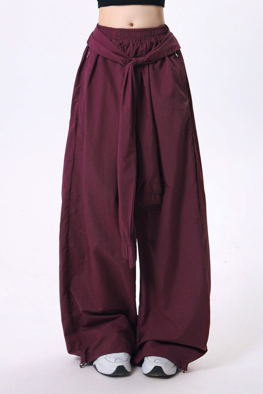 Retro Burgundy Loose Wide Pants