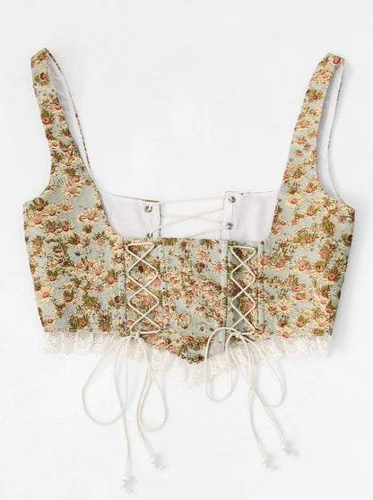 French Square Neck Dress + Oil Paint Flower Bustier