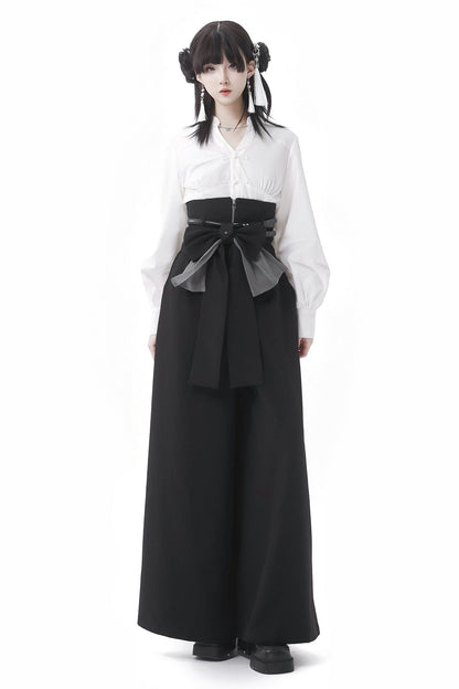 Chinese shirt Wide Leg Pants Set