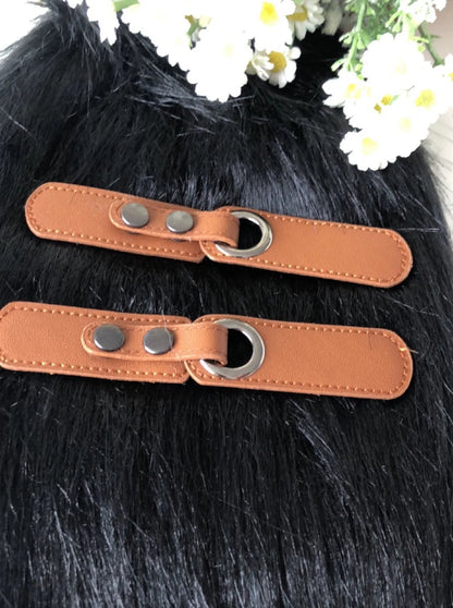 Leather Belt Volume Fur Leg Warmers