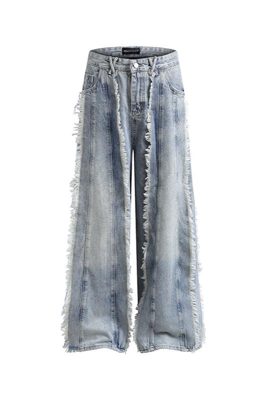 High Street Distressed Raw Edge Jeans