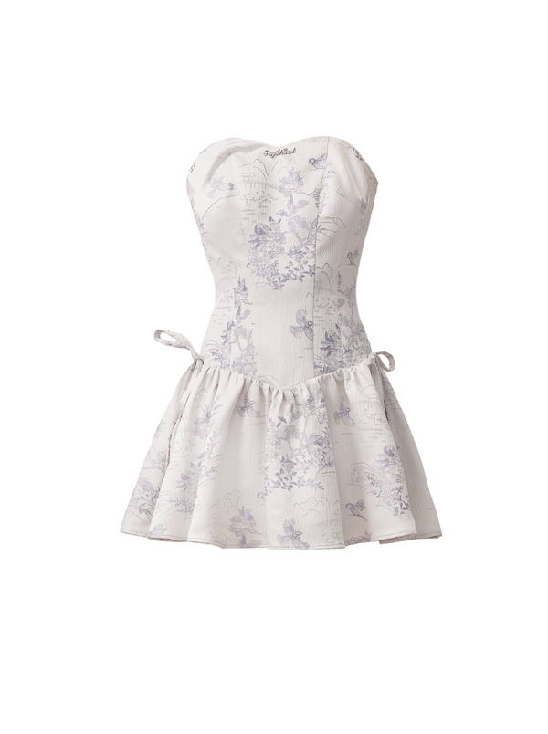 Ink Sweetheart Silver Jacquard Chew Dress