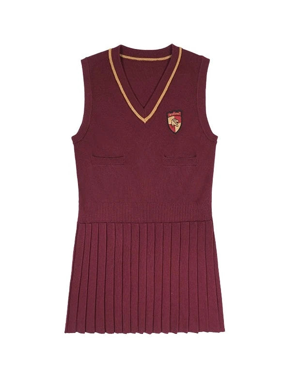 College Knit Pleated Sleeveless Dress