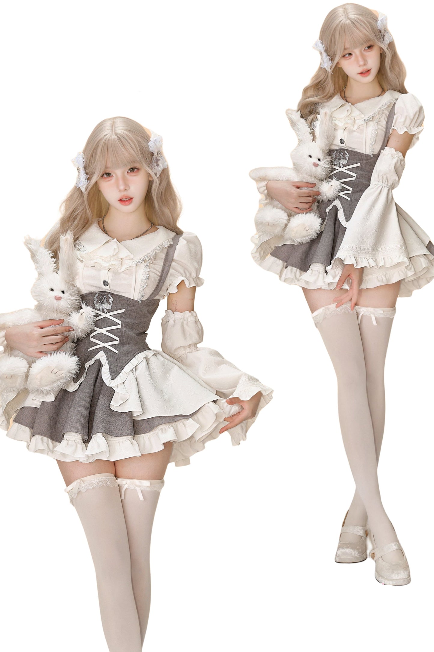 Moonlight Puppet Shirt Strap Skirt Set