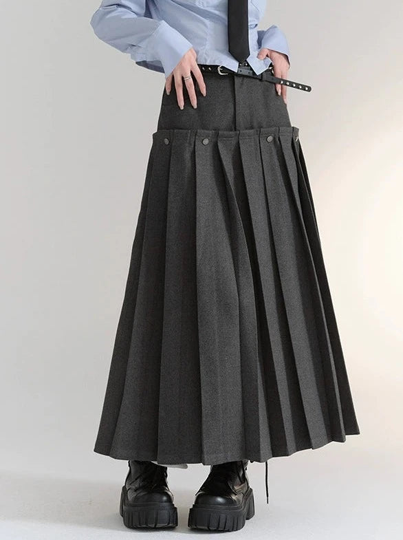 Wool Pleated College Skirt