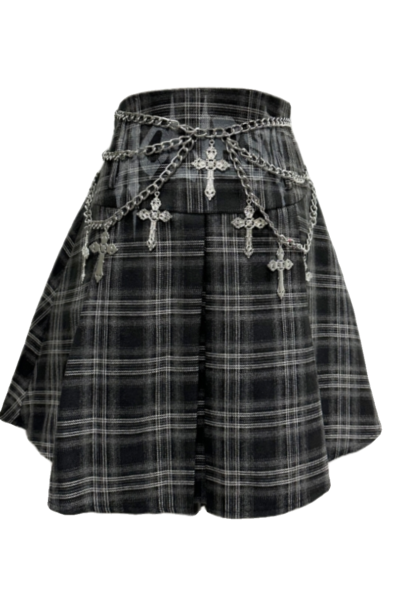 Vintage Check High Waist Skirt