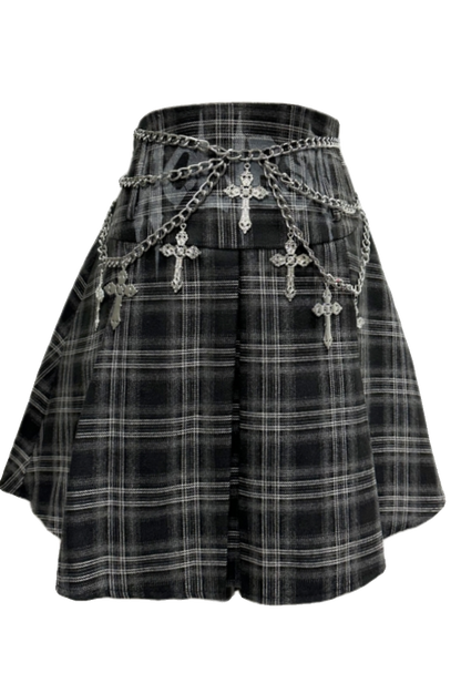 Vintage Check High Waist Skirt